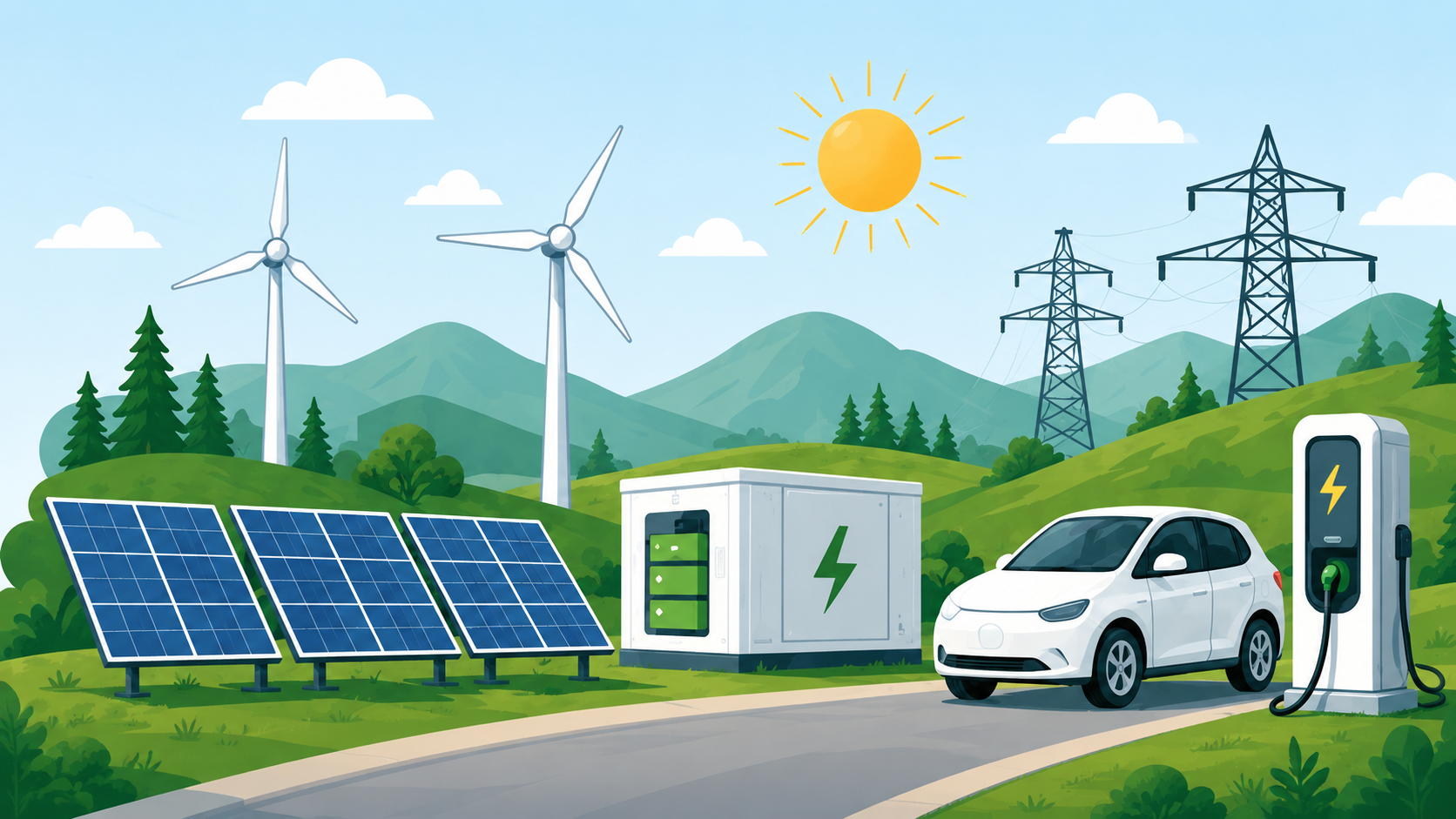 Illustration representing Green Careers in Renewable Energy & Clean Technology